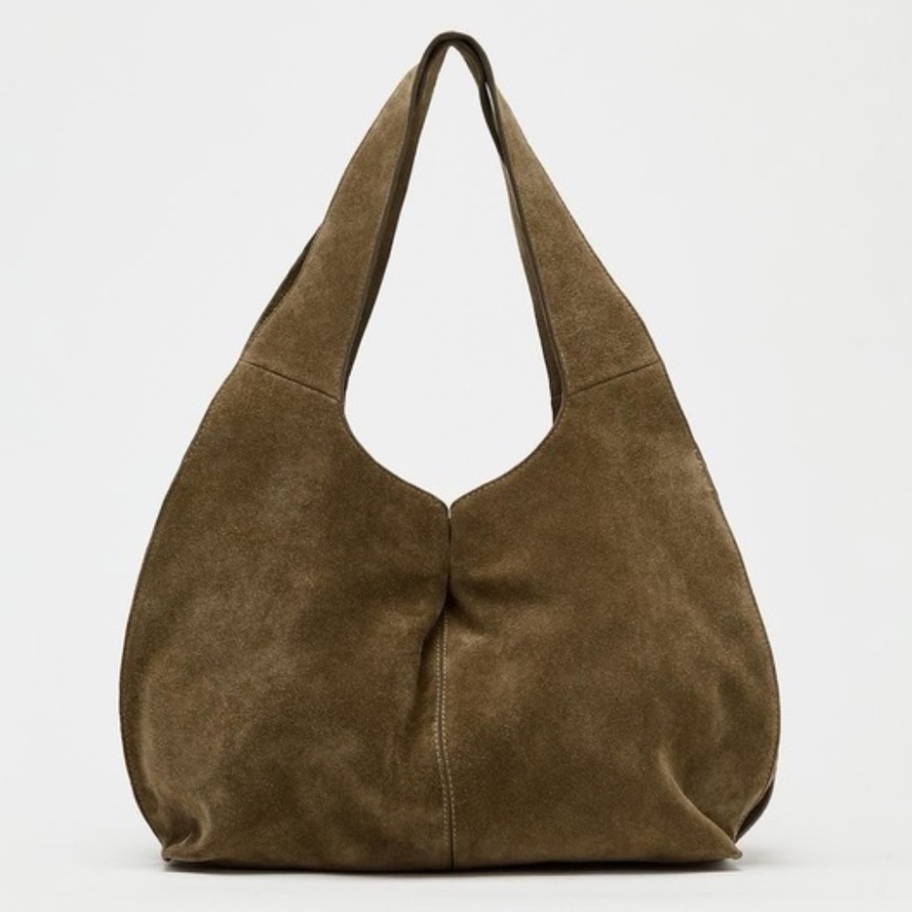 Zara Split Suede Shoulder Bag - Genuine Leather Handbag - Slouchy Suede Handbag